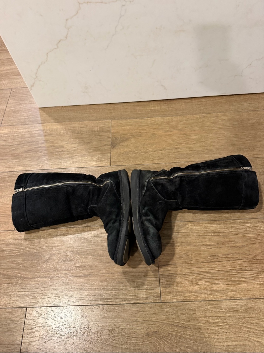 UGG Black Suede Shearling Mid-Calf Boot with Buckle, women 7 - Picture 7 of 13